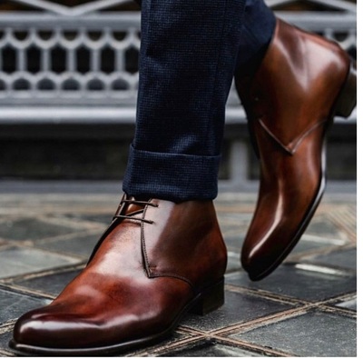 New Chukka Brown Ankle High Lace Up Leather Boots, Bespoke Handmade Designer Fashion Boots