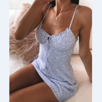 Sling Flounced Printed Mini Dress - Thumbnail 2