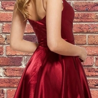 Modest V-neck Sleeveless Ruched Formal Homecoming Party Dress  - Thumbnail 2