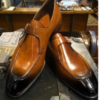 New Men Brown Buckle Leather Shoes, Handmade Bespoke Dress Formal Shoes - Thumbnail 4