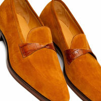 Latest Men's Brown Loafer Suede Handmade Formal Shoes - Thumbnail 1