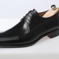  New Decent Men's Black Boat Handmade Formal Lace Up Leather Shoes - Thumbnail 1