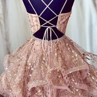 Luxurious A Line V Neck Short Homecoming Dresses with Beading  - Thumbnail 1