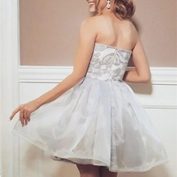 Popular Strapless Short Homecoming Dress Chic Embroidery Prom Party Dress - Thumbnail 1