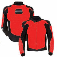 Men Red Black Cont Motorcycle Genuine Leather Safety Pads jacket With Speed Hump - Thumbnail 4