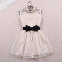 Sweet Bow Belt Sleeveless Dress - Thumbnail 1