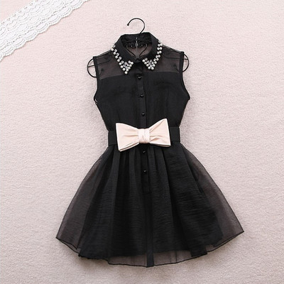 Sweet bow belt sleeveless dress - Thumbnail 5