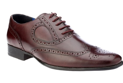 New Men's Burgundy Real Leather Trendy Pointed Toe Lace Up Brogue Shoes