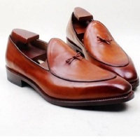 New Handmade MenTan Tussles Loafer Leather Shoes For Men's - Thumbnail 4