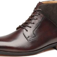 New Men’s Handmade Burgundy Brown Leather Suede Boots, Men’s Casual Lace Up Ankle High Boots - Thumbnail 4