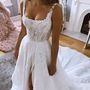 Gorgeous Ball Gown Square Neck Split Wedding Dresses with Appliques-2