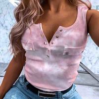 Sexy Women's V-Neck Button Vest Top - Thumbnail 1