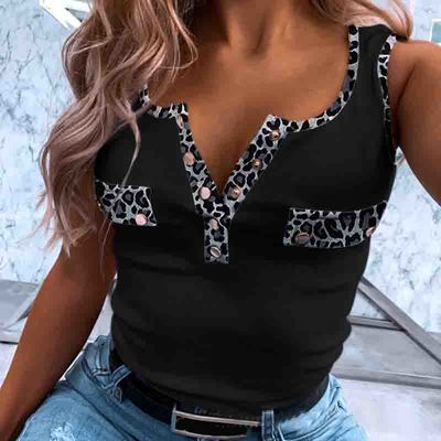 Sexy women's v-neck button vest top - Thumbnail 5