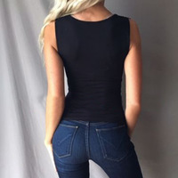 Casual Solid Color Stitching Sleeveless Vest Top - Thumbnail 3