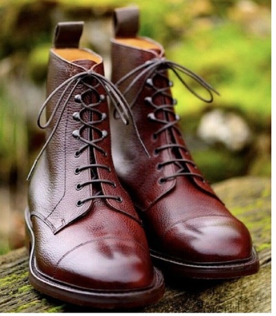 New Handmade Burgundy Shaded Leather Ankle Boots for Men's