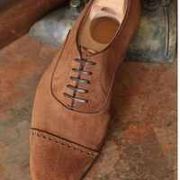 Brown Classic Suede Balmoral Cap Toe Lace Up Oxfords Formal Handmade Mens Shoes - Thumbnail 4