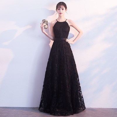 Black long prom dress black evening dress