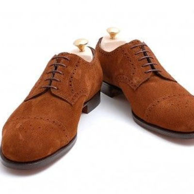 Decent handmade brown captoe lace up formal shoes
