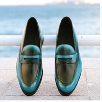 Mens New Trendy Twotone Penny Loafer Slips On Moccasin Formal Handmade Shoes - Thumbnail 4