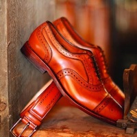 Mens New Choice Brown Oxfords Brogue Lace Up Formal Decent Dress Brogue Shoes - Thumbnail 1