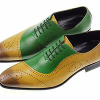 Multocolor Handmade Brogue Casual Wear Occasion Costume Lace Up Shoes - Thumbnail 1