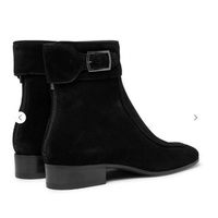 Handmade Men Black Suede Boot, Men Monk Strap Chelsea Boot, Zipper Boot Men - Thumbnail 2