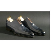 Handmade Men Navy Blue Shoes, Men Dress Formal Shoes, Leather Lace Shoe Men - Thumbnail 4