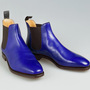 New Handmade Blue Leather Shinny Men Chelsea Ankle Formal Dressing Boot-1