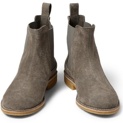 Hand crafted men's gray suede chelsea ankle high casual fashion boot - Thumbnail 3