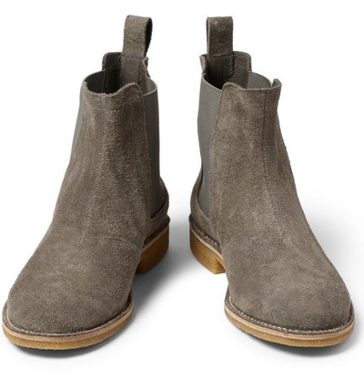 Hand Crafted Men's Gray Suede Chelsea Ankle High Casual Fashion Boot