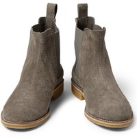 Hand Crafted Men's Gray Suede Chelsea Ankle High Casual Fashion Boot - Thumbnail 1