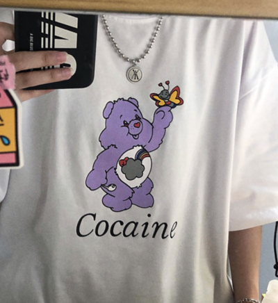 Free Shipping-"COCAINE" CARE BEAR TEE