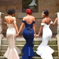 Mermaid Satin Off-the-Shoulder Prom Dresses,Bridesmaid Dress - Thumbnail 1