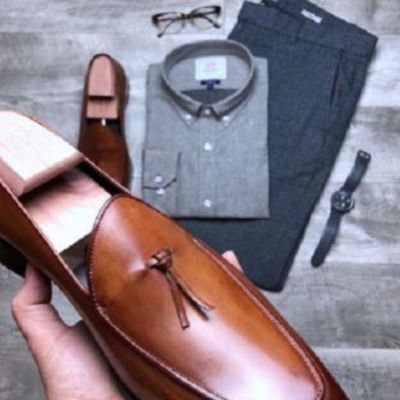 New trends western style men's brown leather tassels loafer slips on boat fashion shoes