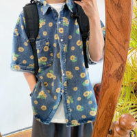 SUNFLOWERS DENIM SHIRT - Thumbnail 2