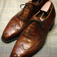 New Handmade Dark Brown Oxfords WingTip Brogue Lace Up Leather Formal Shoes - Thumbnail 1