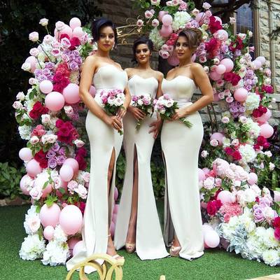 Bridesmaid Dress Mermaid White Sweetheart Side Slit Long Bridesmaid Dresses