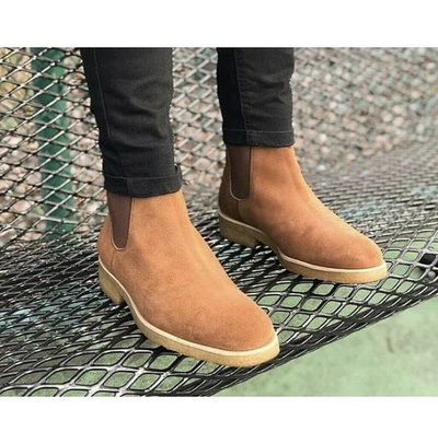 New Handmade Tan Suede Chelsea Boots With Crepe Sole