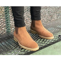 New Handmade Tan Suede Chelsea Boots With Crepe Sole - Thumbnail 4