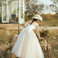 Retro champagne tulle short prom dress - Thumbnail 2