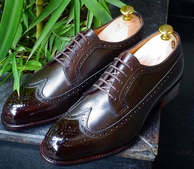 Handmade Brown Wing Tip Brogue Lace Up Leather Shoes for Men's