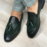 New Handmade Antique Green Leather Shoes for men - Thumbnail 2