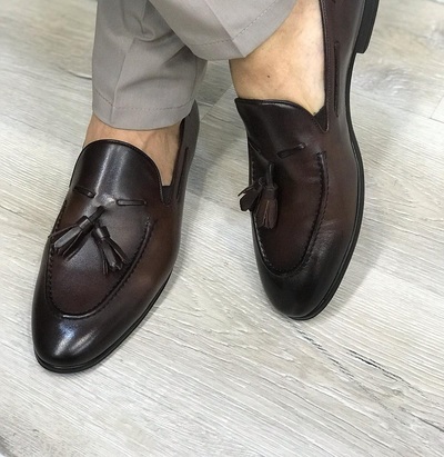 Handmade Antique Bitter Coffee Leather Shoes for Men