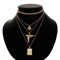CROSS AND GUN MULTI LAYER NECKLACES - Thumbnail 2