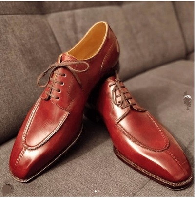 Handmade Cognac Patina Dress Shoes, Men Rusty Tan Leather Shoes, Leather