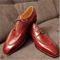 Handmade Cognac Patina Dress Shoes, Men Rusty Tan Leather Shoes, Leather - Thumbnail 4