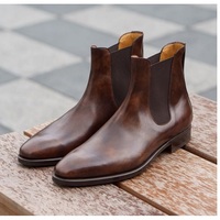 Handmade Antique Brown Chelsea Boots, Men Real Leather Dress Boot - Thumbnail 4