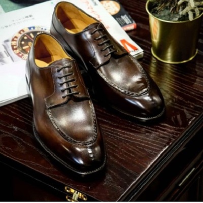 Handmade brown leather shoes, luxury bespoke dress shoes, lace up shoes men - Thumbnail 3