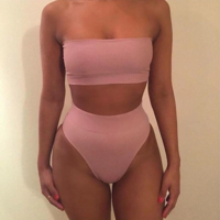 Casual Solid Color Bikinis Set - Thumbnail 1