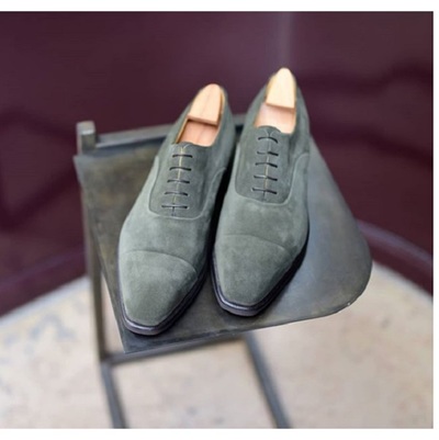 Handmade Lace Up Gray Shoes, Men Suede Dress Shoes, Leather Formal Shoes